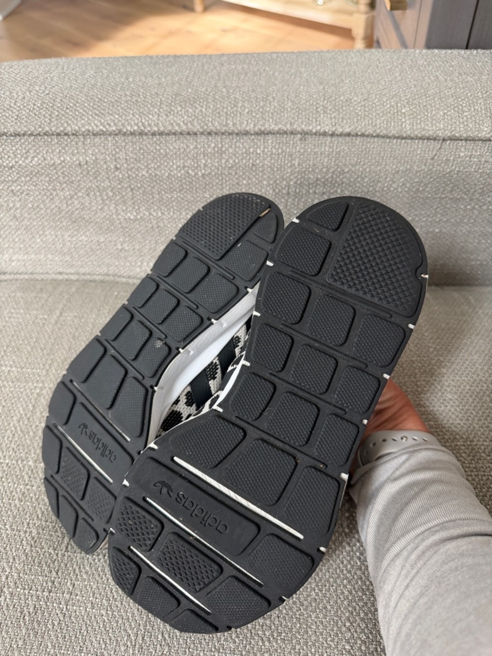 adidas Black & White Leopard Print Knit Runners - Picture 3 of 5